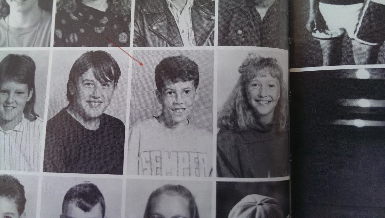 me in 5th grade sporting a Semper Paratus shirt, next to Whitney Williams.