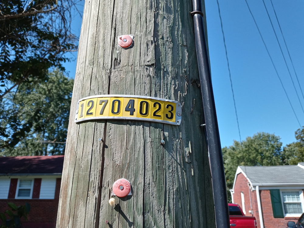 Utility pole ID numbers – Out of the Wilderness